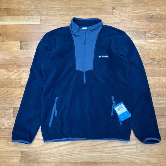 Columbia Sequoia Grove Fleece Half Zip Pullover Mens Small Navy NWT - Picture 1 of 4